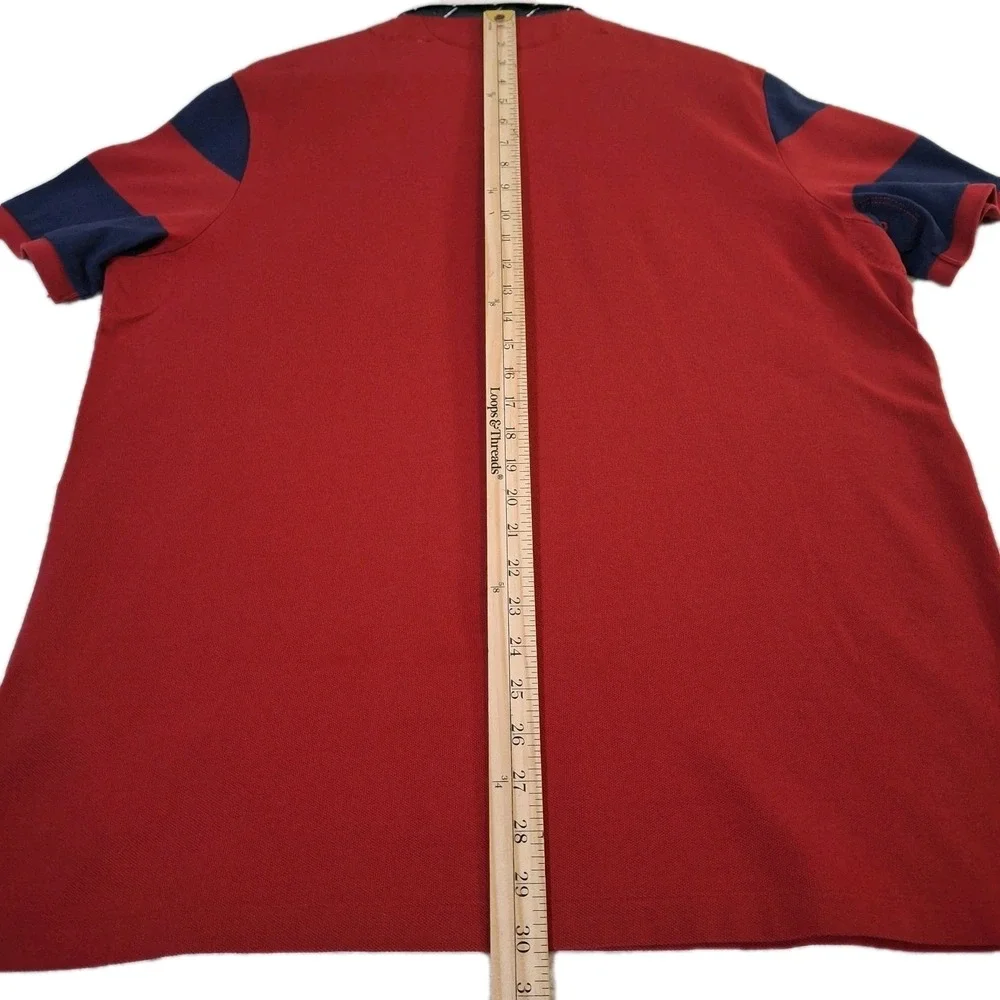 Polo Ralph Lauren Rugby Polo Shirt Men's Large Red Blue Short Sleeve R.L.P.C.